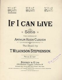 If I can Live - Song - In the key of E flat major for low voice