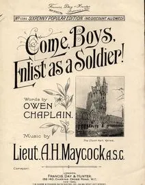 Come Boys, Enlist as a Soldier! - Sixpenny Popular Edition No. 1381