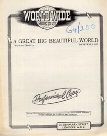 A Great Big Beautiful World - Song as performed by Billy Cotton