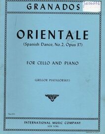 Orientale - Spanish Dance, No. 2, Opus 37 - For Cello and Piano