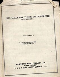 The Meanest thing you ever did (was kiss me) - For Piano and Voice with Ukulele chord symbols