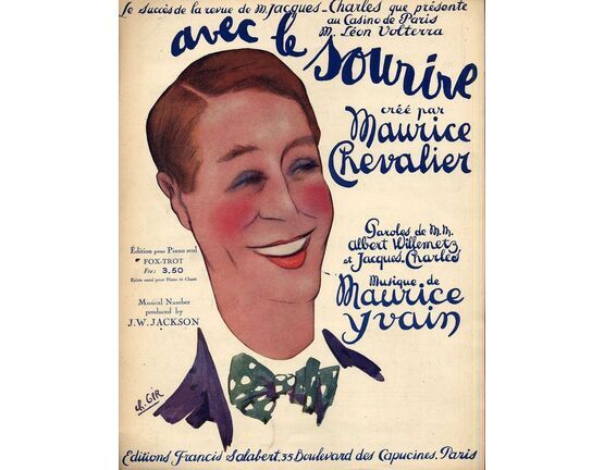 10129 | Avec Le Sourire - Fox Trot - For Piano Solo - Cree par Maurice Chevalier - French Edition