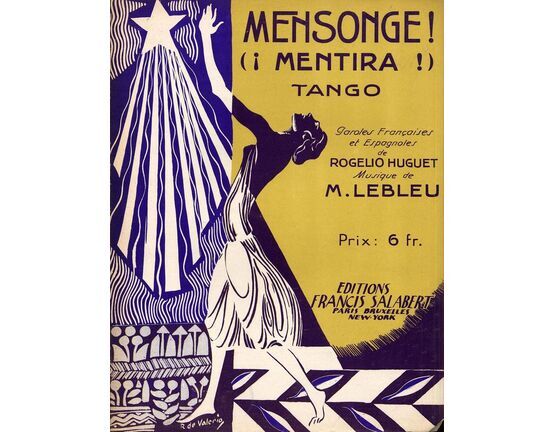 10129 | Mensonge! (Mentira) - Tango Chante - For Piano and Voice with Ukulele chord symbols - French and Spanish lyrics - French Edition