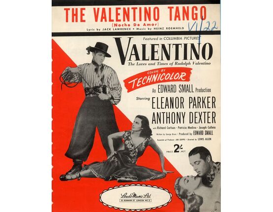 10203 | The Valentino Tango (Noche De Amor) Song 0 From the Columbia Pictures Film &quot; Valentino. The Loves and Times of Rudolf Valentino&quot; - Featuring Eleanor Parker &amp; Anthony Dexter