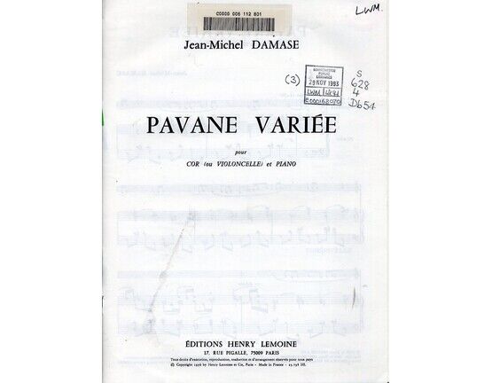 10892 | Damase - Pavane Variee - For Horn or Cello &amp; Piano