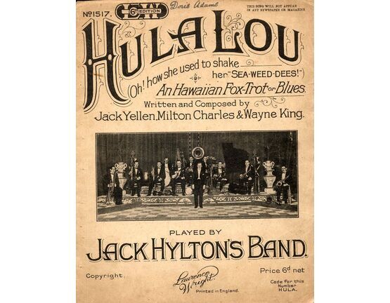 11 | Hula Lou Oh! How She used to Shake her &quot;Sea Weed Dees!&quot; - An Hawaiian Fox-Trot or Blues - Played by Jack Hylton&#039;s Band