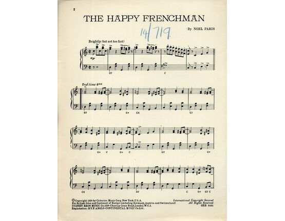 11403 | The Happy Frenchman - Piano Solo