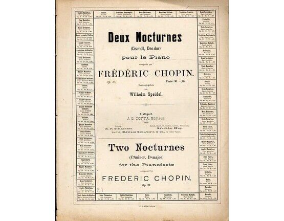 11465 | Chopin - Two Nocturnes for the Piano in C sharp Minor &amp; D flat Major - Op. 27