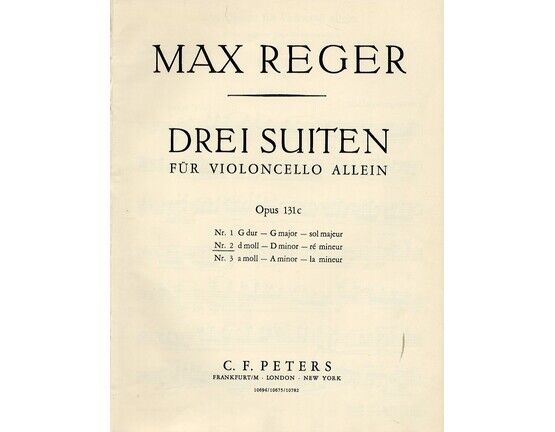 11694 | Reger - Suite No. 2 in D Minor - For Cello - Op. 131c