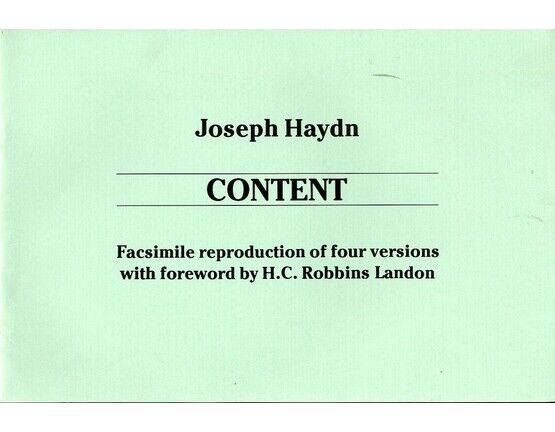 11906 | Haydn - Content (Canzonetta) - Facsimile Reproduction of Four Versions