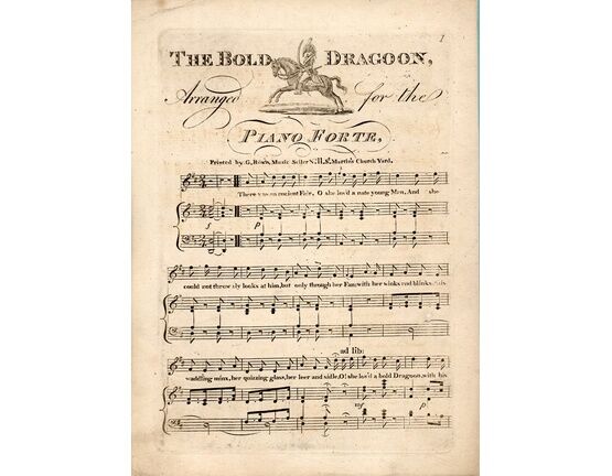 13226 | The Bold Dragon - Song with Piano Accompaniment