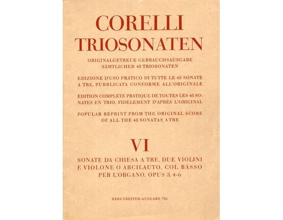 13263 | Corelli - Sonata ad Chiesa a Tre (Op. 3, No.s 4 - 6) - For 2 Violins and Basso Continuo (Organ and / or Cello)