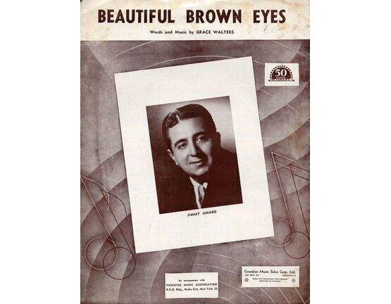 1385 | Beautiful Brown Eyes - Featured by Jimmy Amaro - For Piano and Voice with Ukulele chord symbols