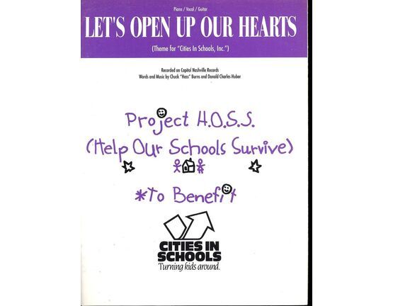 3782 | Let&#039;s Open up our Hearts (Theme for &quot;Cities in School, Inc.&quot;) - Piano - Vocal - Guitar