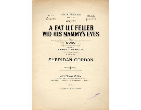 4 | A Fat LiL Feller Wid His Mammys Eyes - Song - In the key of  G major for High  Voice