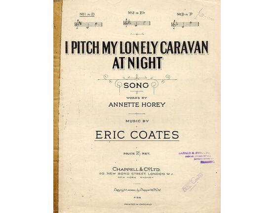 4 | I Pitch My Lonely Caravan at Night - Song - Key of D major for Low Voice