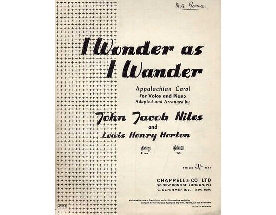 4 | I wonder as I wander, - Appalachian Carol for Low Voice