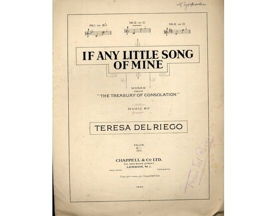 4 | If Any Little Song of Mine - Song from &quot;The Treasury of Consolation&quot; in The key of C major - For Medium Voice