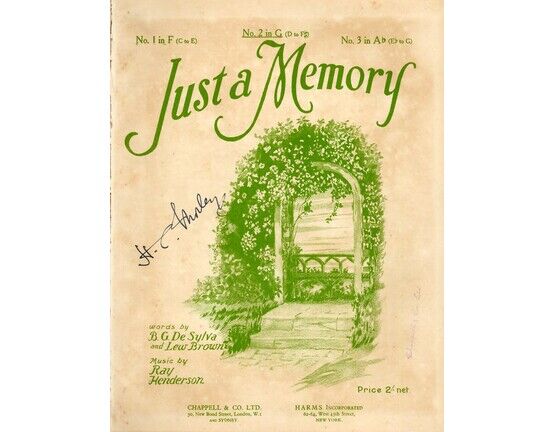 4 | Just a Memory - Song - In the key of G major for medium voice