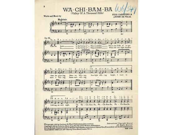 6761 | Wa-Chi-Bam-Ba - (Valley of a thousand Hills)  Song as performed by The Watusi Warriors