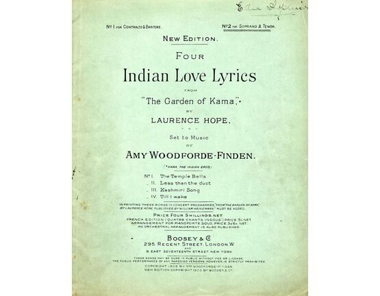 4573 | Four Indian Love Lyrics - from the Book of poems entitled &quot;The Garden of Kama&quot; - For Soprano and Tenor