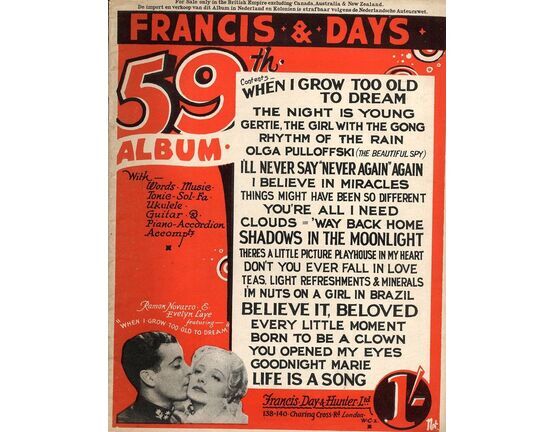 4614 | Francis &amp; Days 59th Album - With Words Music, Tonic Sol-Fa Ukulele, Guitar  and Piano Accordion Accompaniment