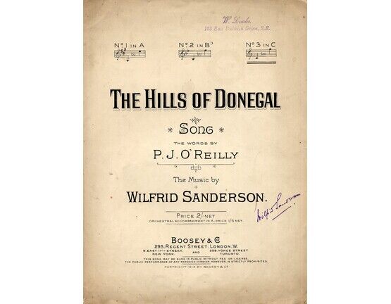 4656 | The Hills of Donegal - Song in the key of C major for High Voice