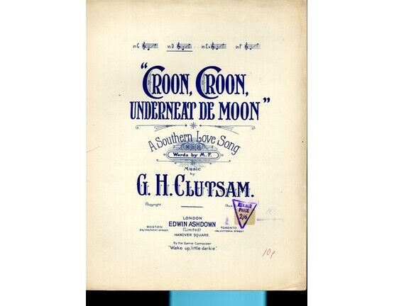 4672 | Croon, Croon, Underneat De Moon - A Southern Love Song - Song in the key of D Major for Medium Low Voice