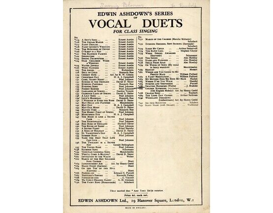 4672 | Swaying Blossoms (Waltz) - Edwin Ashdown&#039;s Series of Vocal Duets for Class Singing No. 186 - Vocal Duet