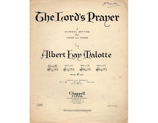 4727 | The Lords Prayer - Key of B flat major for medium low voice