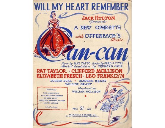 4851 | Will My Heart Remember - From Max Catto&#039;s Operette Can Can - for Piano and Voice