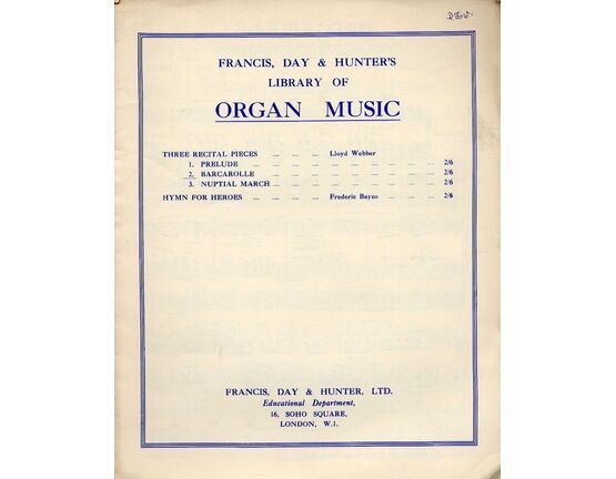 4861 | Barcarolle - Francis, Day &amp; Hunter&#039;s Library of Organ Music - No. 2 of Three Recital Pieces