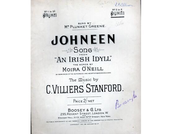 4921 | Johneen, song from An Irish Idyll in the key of F major - Sung by Mr Plunket Greene