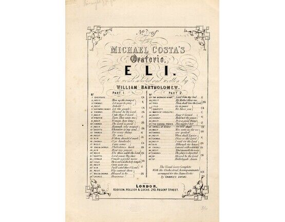 5011 | No. 37 - This night I lift - of Micheal Costa&#039;s Oratorio, E L I