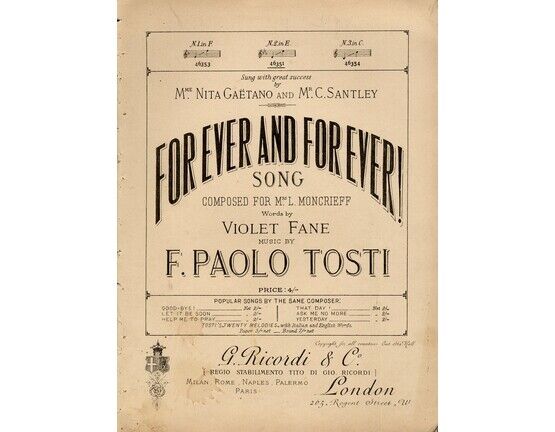 5038 | For Ever and For Ever - Song in the key of E Major for Medium Voice