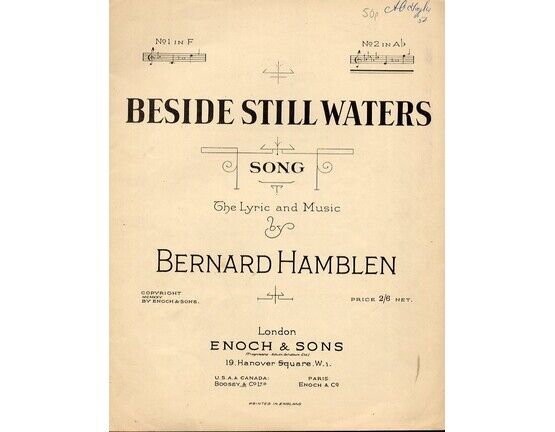 5181 | Beside Still Waters - Song - In the key of A flat major for high voice