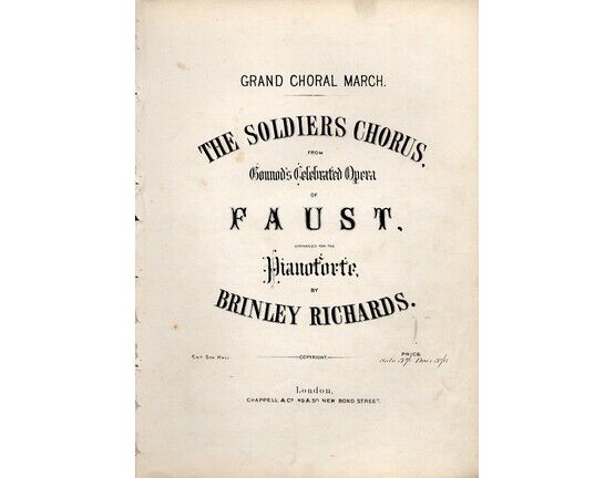 5187 | The Soldiers Chorus - From &quot;Faust&quot; -  Arranged for piano