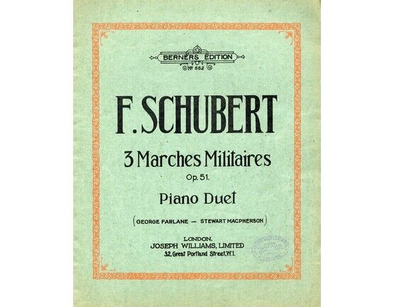 5193 | Three Marches Militaires, Op. 51 - Piano Duet