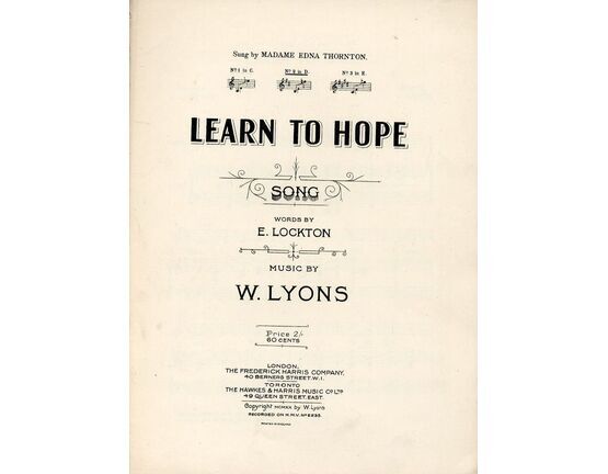 5327 | Learn to Hope - Song in the key of D major for Medium Voice