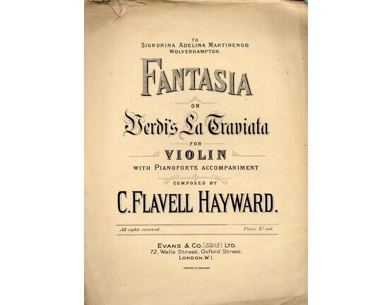 5334 | Fantasia on Verdi&#039;s La Traviata - for violin and piano with separate violin part