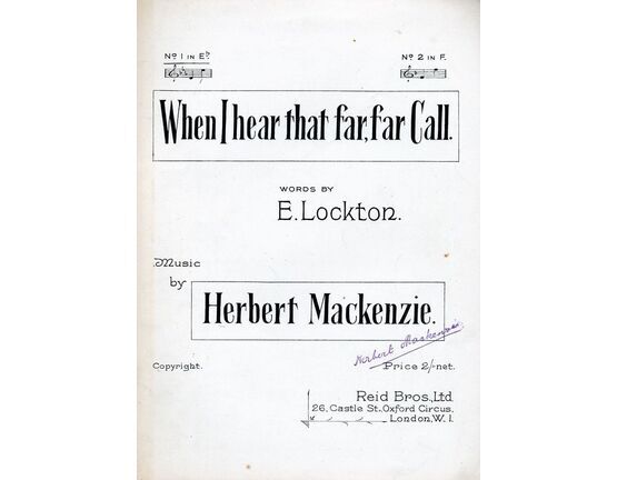 5344 | When I Hear That Far, Far Call - Song - In the key of E flat major for high voice