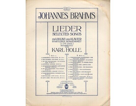 5493 | Brahms - Selected Songs - For Violin and Piano - Heft II