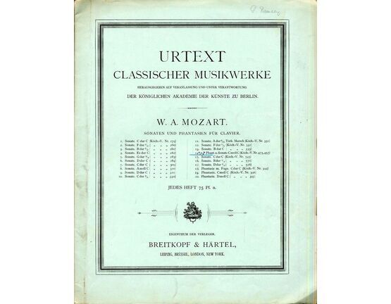 5599 | Mozart Phantasie No. 4, Sonate No. 14 - K. 457 - Sonaten und Phantasien fur Clavier - Zweiter Band No. 14 and 15