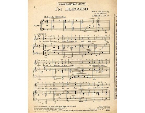 5918 | I&#039;m Blessed - For Piano and Voice with chord symbols - Professional Copy