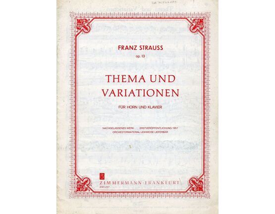 6180 | Strauss - Thema und Variationen - Fur Horn und Klavier