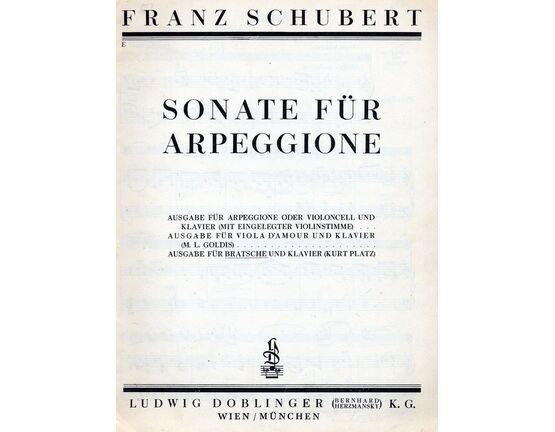 6296 | Sonate Fur Arpeggione - Ausgabe Fur Bratsche - For Violin and Piano