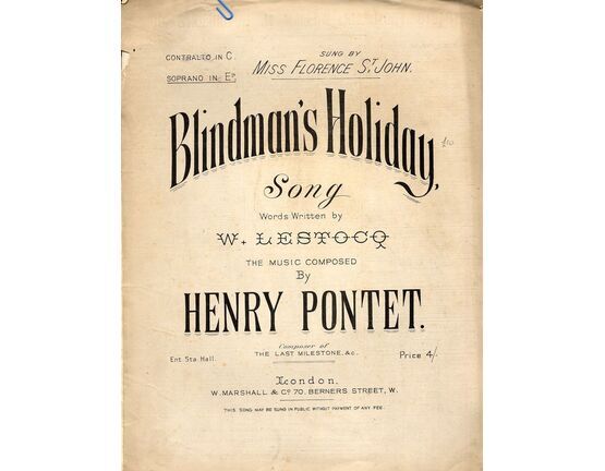 6772 | Blindmans Holiday - Song - Soprano in E Flat