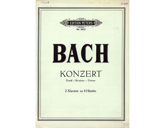 6868 | Bach Konzert - D Minor - Edition Peters No. 2912 - 2 Klaviere zu 4 handen