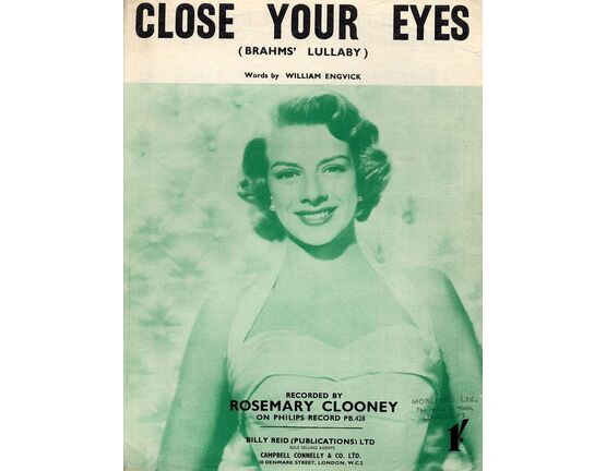 6873 | Close you Eyes (Brahms&#039; Lullaby) - Recorded by Rosemary Clooney on Philips Record PB.428 - For Piano and Voice with Chord symbols