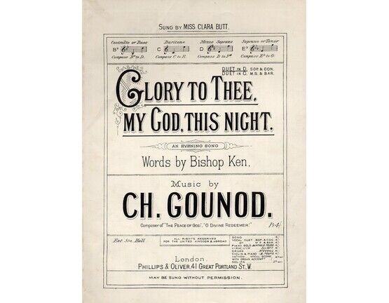 6917 | Glory To Thee, My God, This Night - Duet - An Evening Song in the key of D Major for Soprano &amp; Contralto